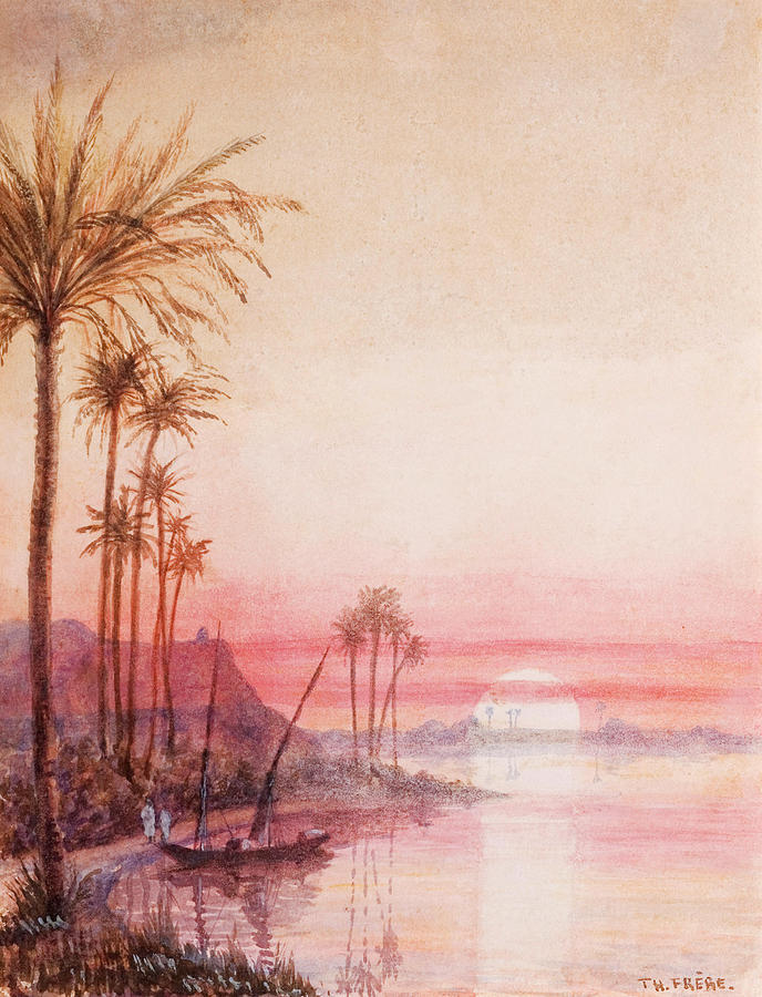 Sunset Drawing - Sunset by Charles-Theodore Frere