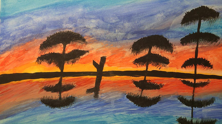 Sunset Painting by Cindy DeGrasse - Pixels