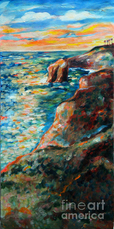 Sunset Cliffs Painting by Linda Olsen