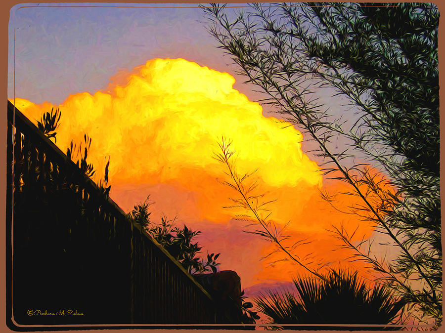 Sunset Cloud over the Fence Painting by Barbara Zahno