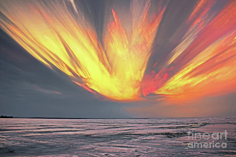 Sunset Clouds Over Frozen Lake Photograph by Charline Xia