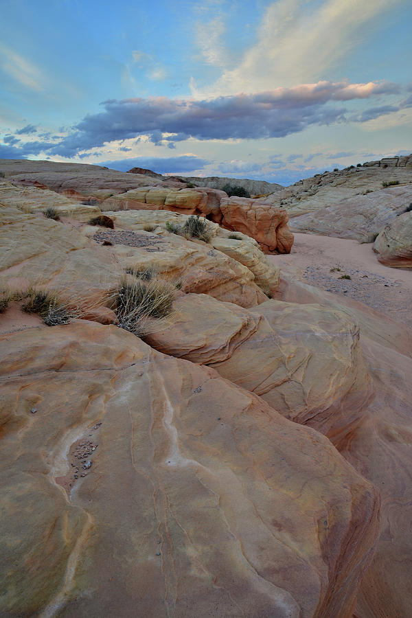Sunset Clouds over Wash 2 in Valley of Fire Photograph by Ray Mathis