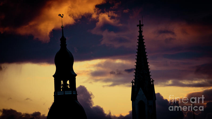 Sunset Cloudscape old town Riga Latvia Photograph by Raimond Klavins