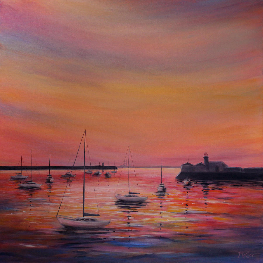 Boat Painting - Sunset Colours by K McCoy
