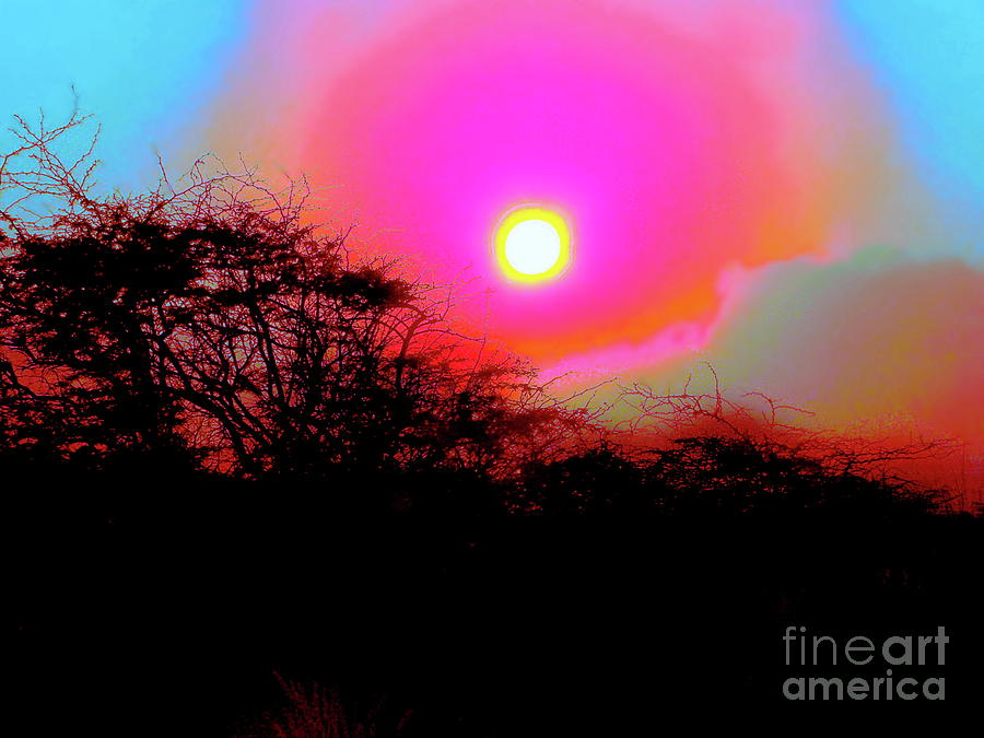 Sunset corona and blue sky Hawaii Digital Art by Priscilla Batzell Expressionist Art Studio Gallery