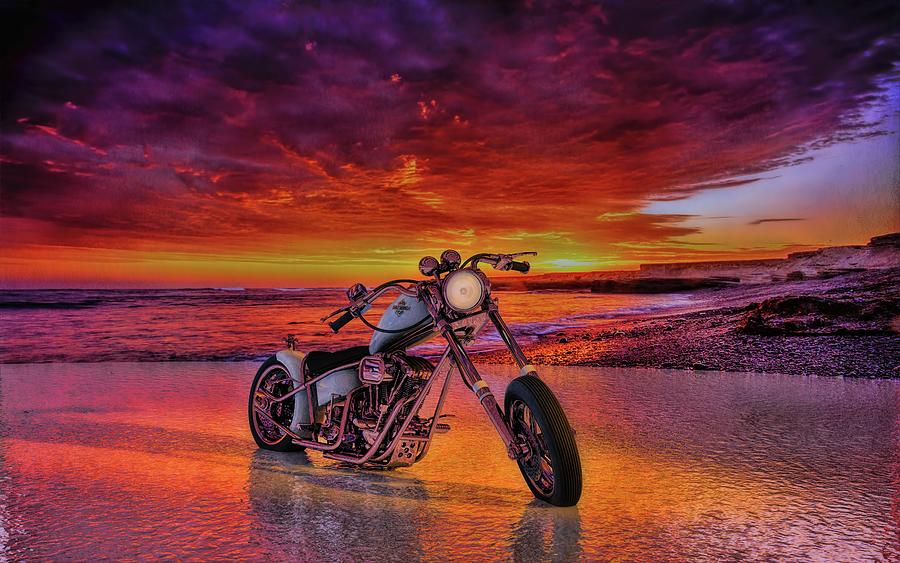 sunset Custom Chopper Photograph by Louis Ferreira