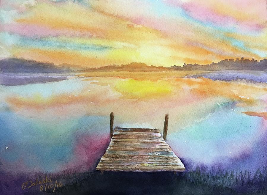 Sunset Dock Painting By Belinda Balaski Fine Art America