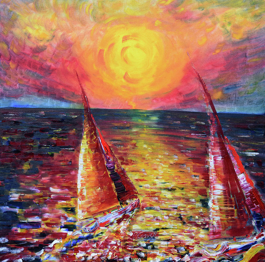 Sunset Dusk Painting by Pete Caswell