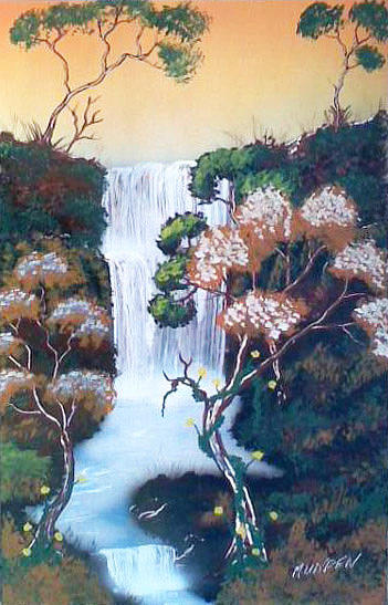Waterfall Painting - Sunset Falls by Jonathan Munden Waterfall Painting - Sunset Falls by Jonathan Munden