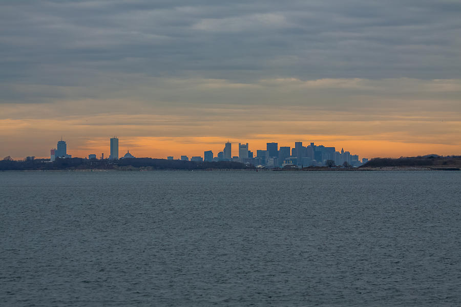 Sunset falls on the Boston Skyline Photograph by Brian MacLean
