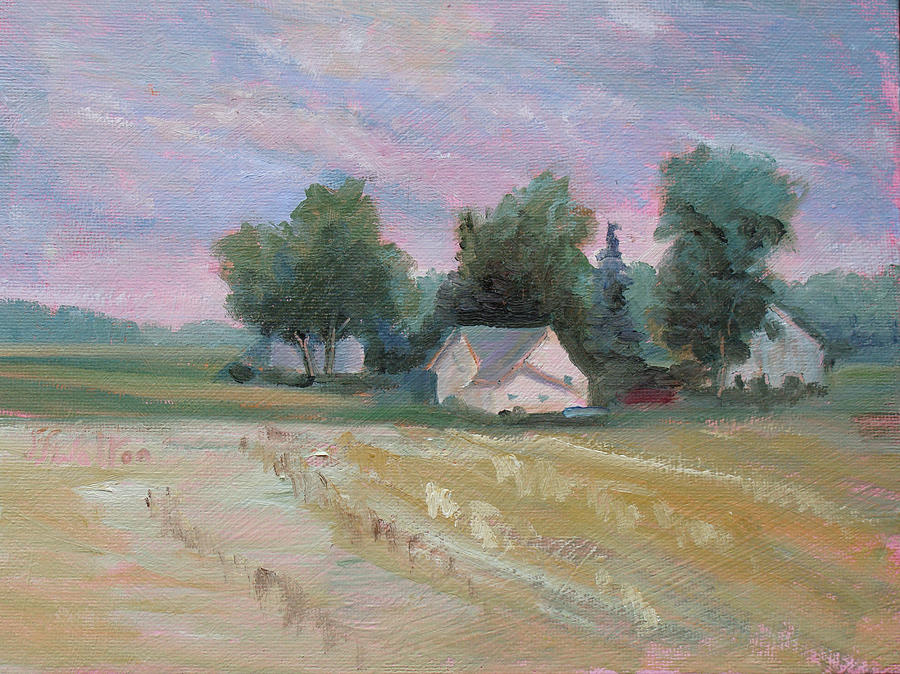 Sunset Farm Painting by Judy Fischer Walton