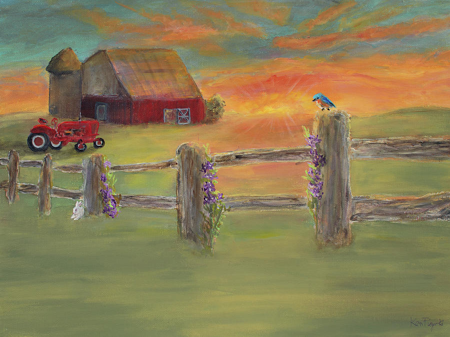 Sunset Farm Painting by Ken Figurski