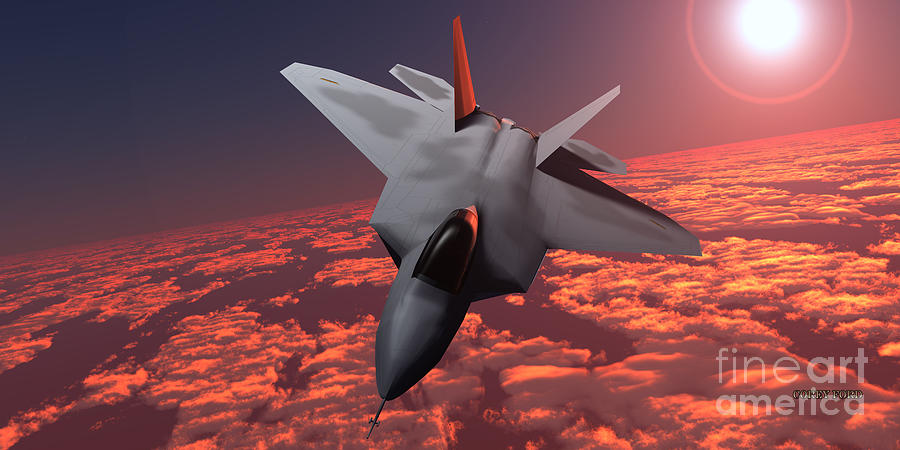 Sunset Fire F22 Fighter Jet Painting by Corey Ford