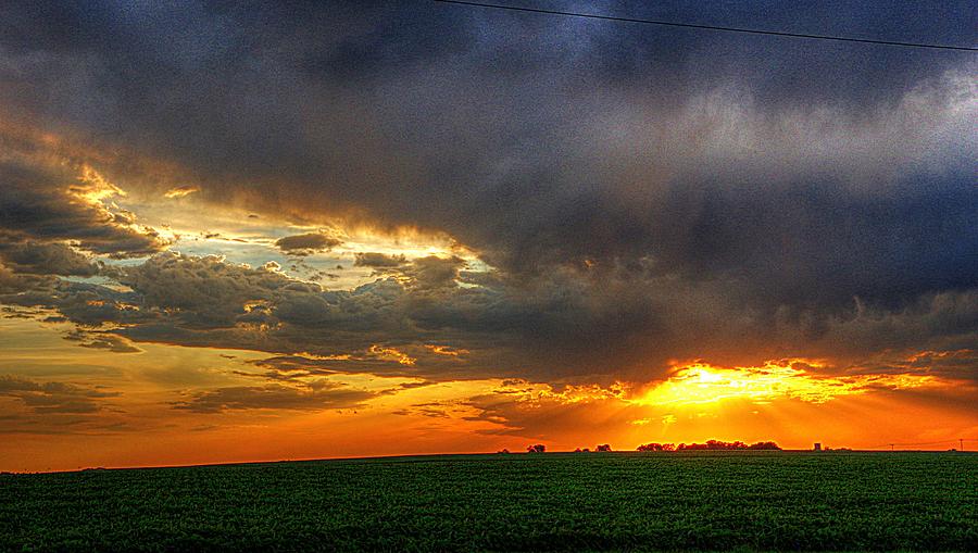 Sunset Fire on a Nebraska Field Photograph by Karen McKenzie McAdoo