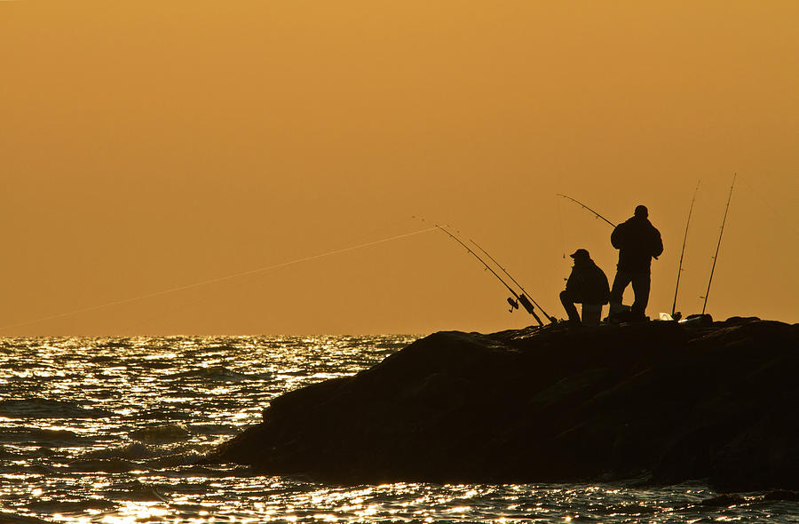 Sunset Fishermen Photograph by David Freuthal