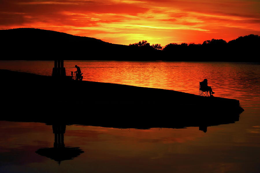 Sunset Fishing At Memorial Park Photograph by Dale Kauzlaric