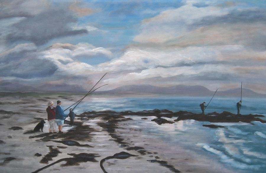 Sunset Fishing at Pearly Beach Painting by Jenny Smith