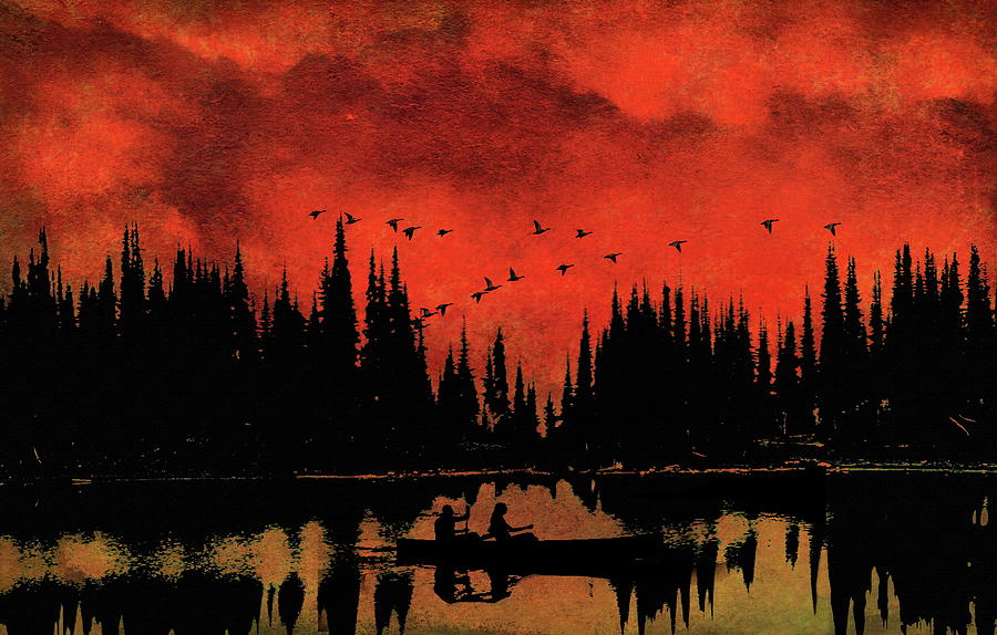 Sunset Flight of the Ducks Photograph by Andrea Kollo