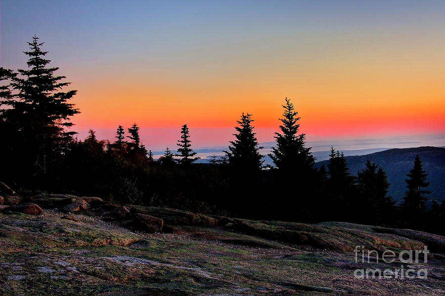 Sunset From Cadillac Mountain Photograph by Karen Jorstad