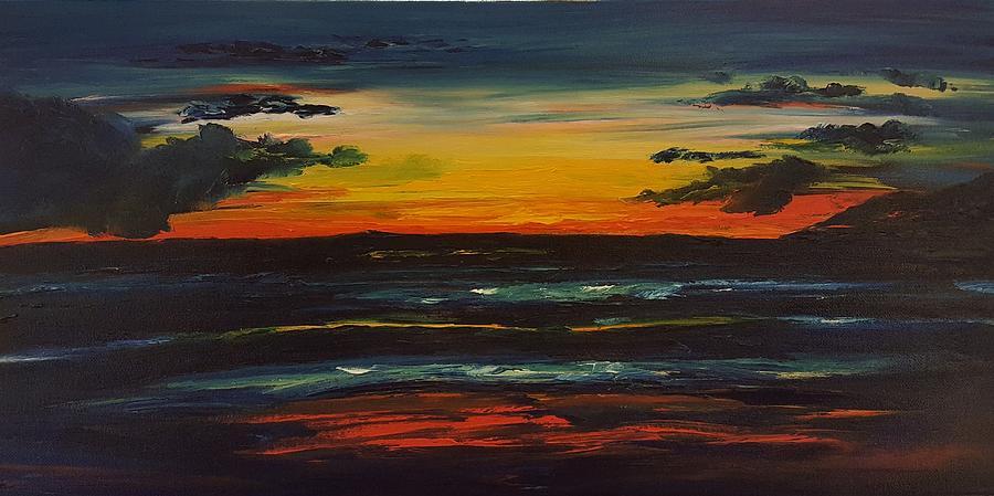 Sunset from Garden Estates Kihei Maui    100 Painting by Cheryl Nancy Ann Gordon