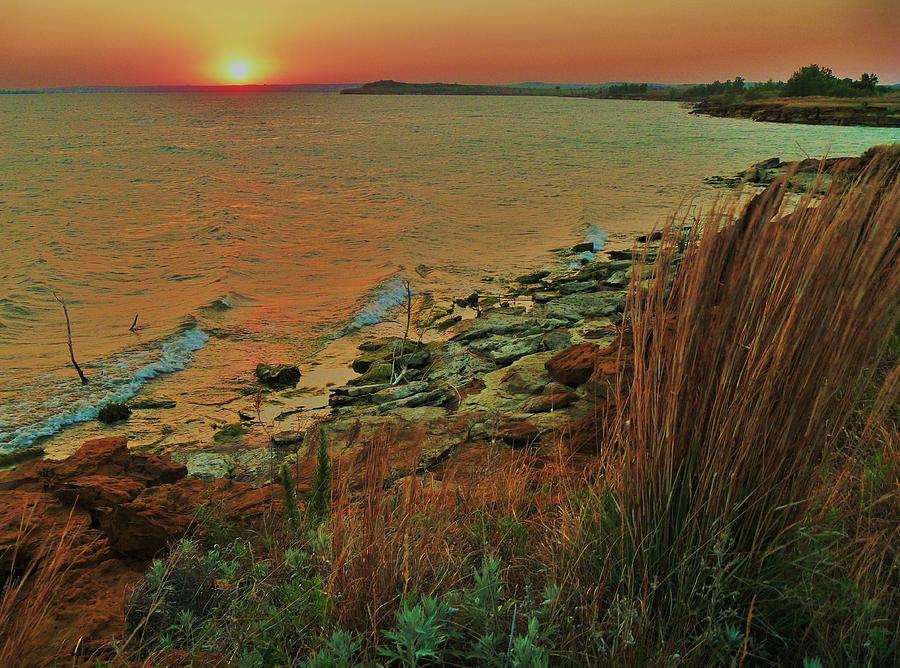 Sunset from Lucas Park, at Wilson Lake, Kansas Photograph by Greg Rud Fine Art America