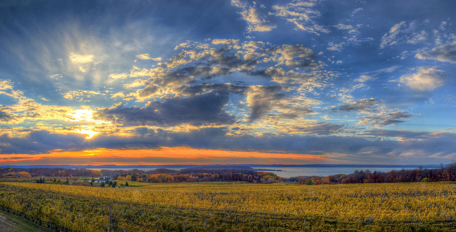 Wine Photograph - Sunset from Old Mission by Twenty Two North Photography