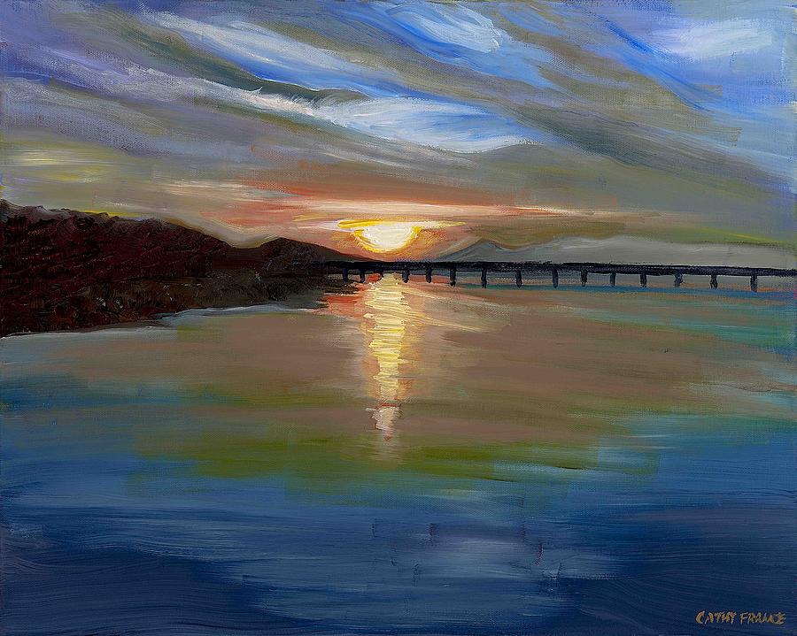 Sunset Painting - Sunset from the Big Dam Bridge by Cathy France