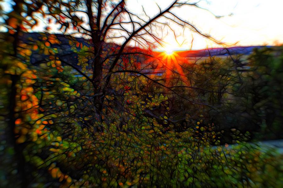 Sunset from the Hill Digital Art by Lilia S