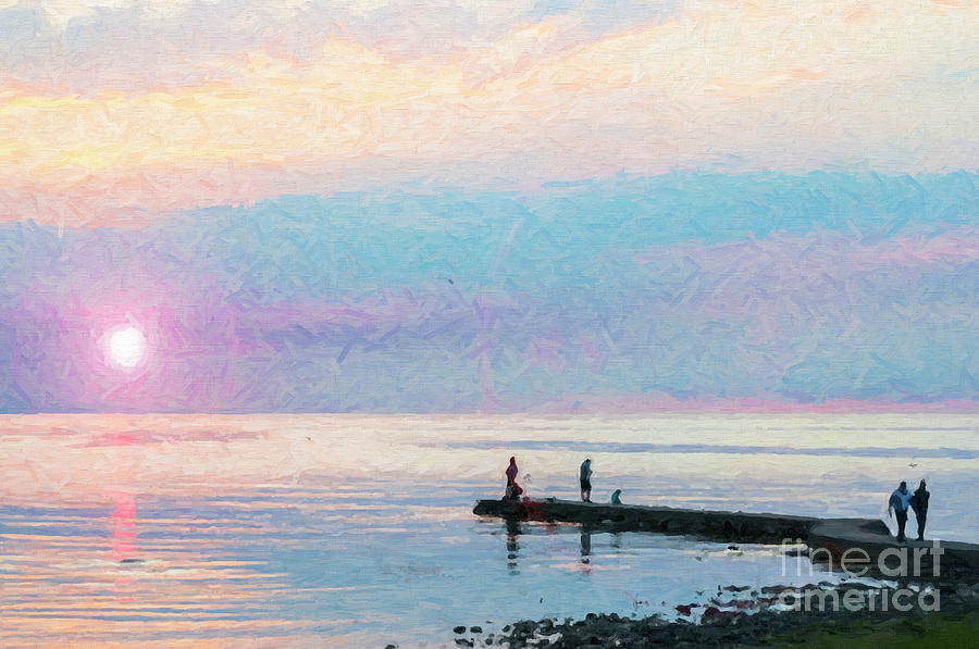 Sunset Gathering at Torekov Digital Painting Digital Art by Antony McAulay