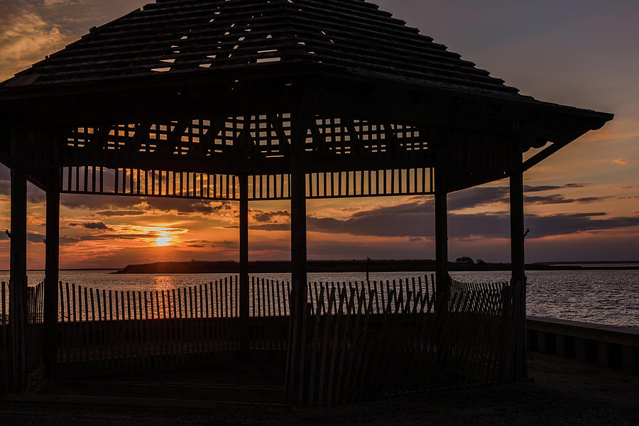 Sunset Photograph - Sunset Gazebo Beach Haven NJ January 2017 by Terry DeLuco