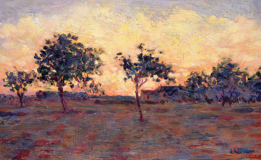 Georges Pierre Seurat Painting - Sunset by Georges Pierre Seurat