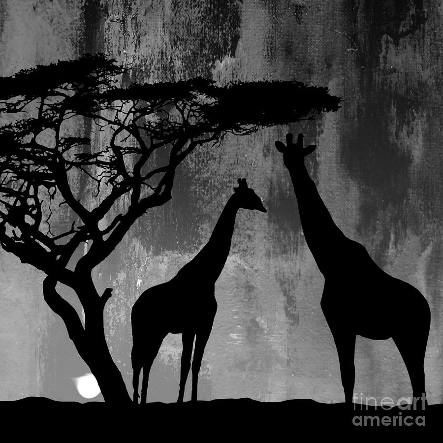 Sunset Giraffe  Painting by Gull G
