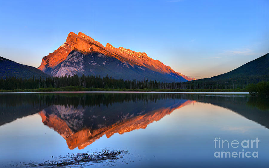 Sunset Glow At Mt. Rundle Photograph by Adam Jewell