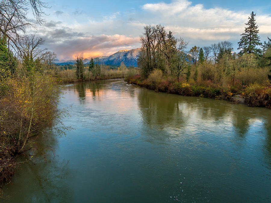 Sunset Photograph - Sunset Glow over the Snoqualmie River by Rob Green