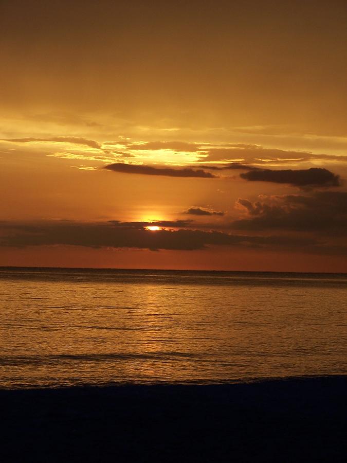 Sunset - Bright Gold on a Gold Ocean Photograph by Holly Eads - Fine ...