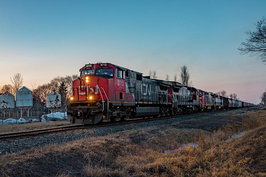 Sunset Photograph - Sunset Grain Train by Steve Boyko
