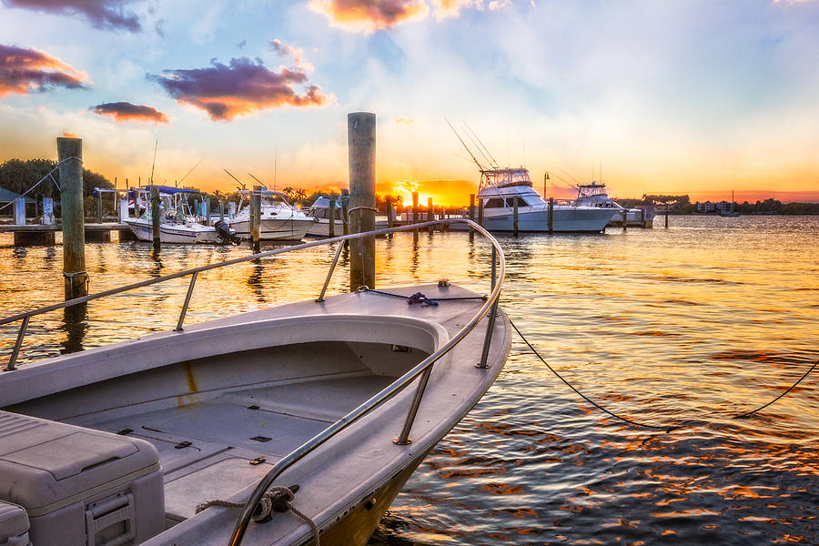 Boat Photograph - Sunset Harbor by Debra and Dave Vanderlaan