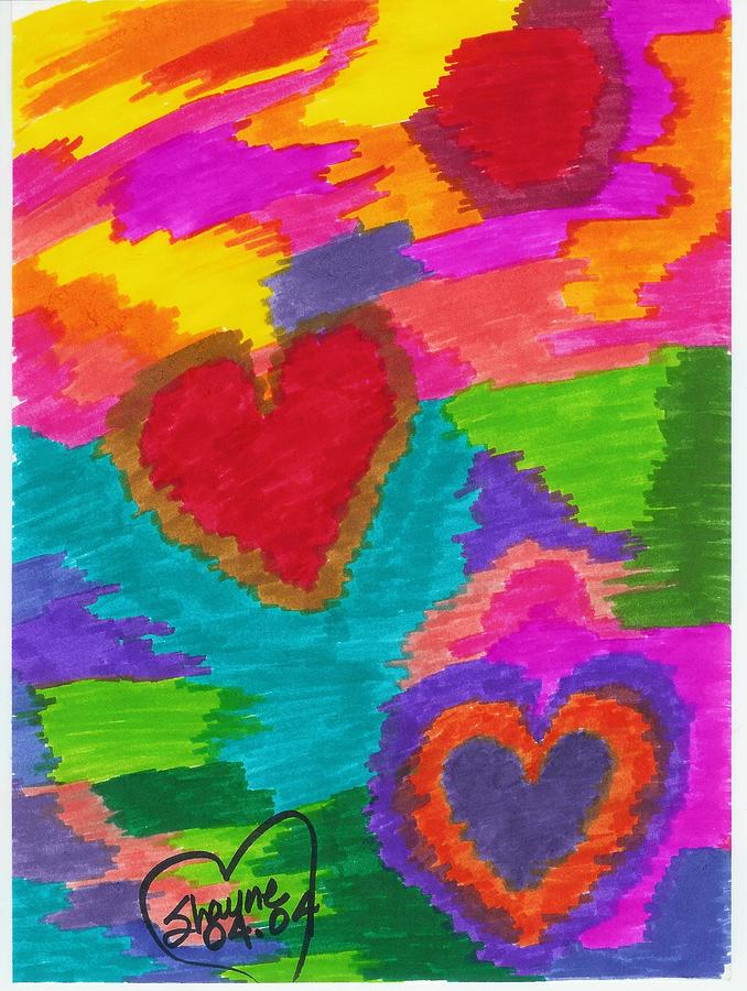 Sunset heARTs Drawing by Susan Schanerman