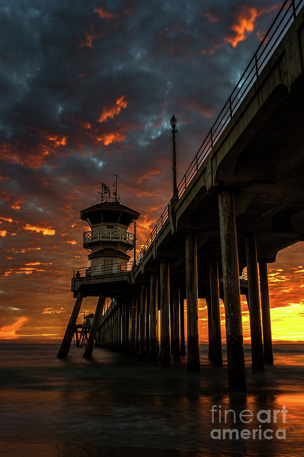 Sunset Huntington Beach Pier Photograph by Peter Dang