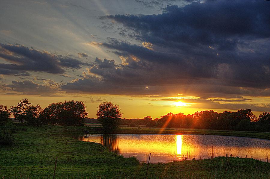 Sunset in a Farm Pond Photograph by Karen McKenzie McAdoo