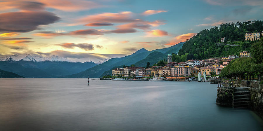 Sunset Photograph - Sunset in Bellagio on Lake Como by James Udall