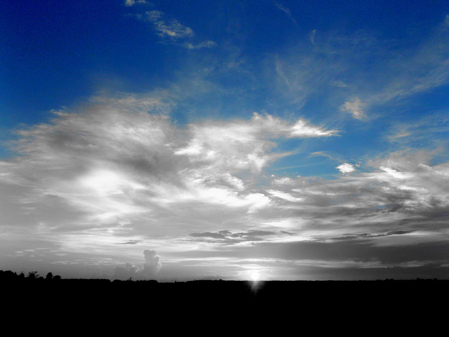 Sunset Photograph - Sunset in Black White and Blue by Julie Pappas