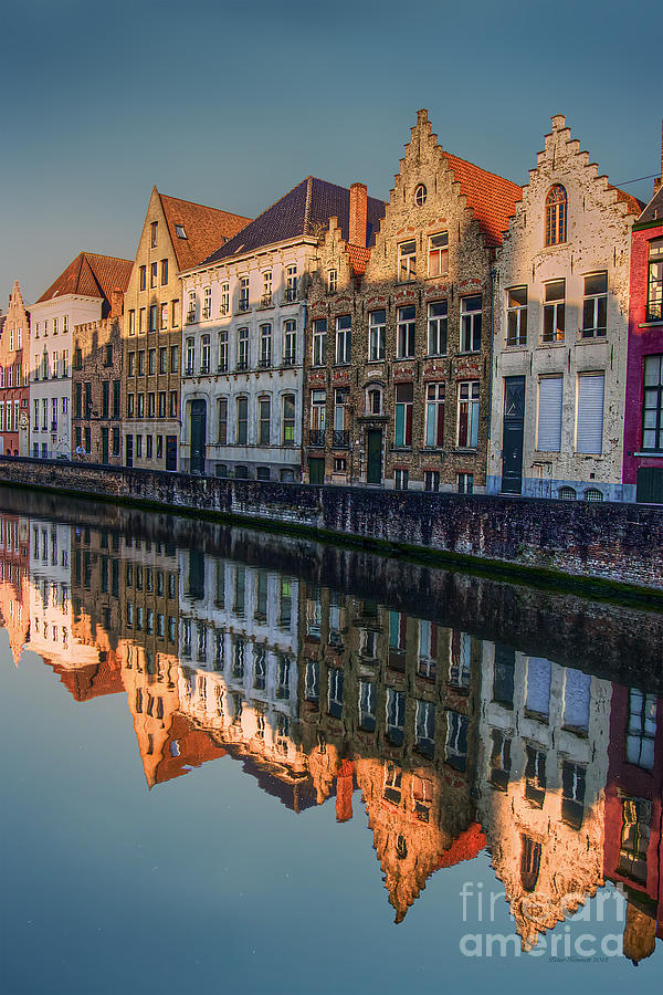 Sunset in Bruges Photograph by Peter Kennett