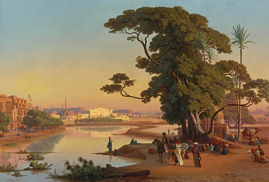 Sunset in Cairo Painting by Johann Jakob Frey