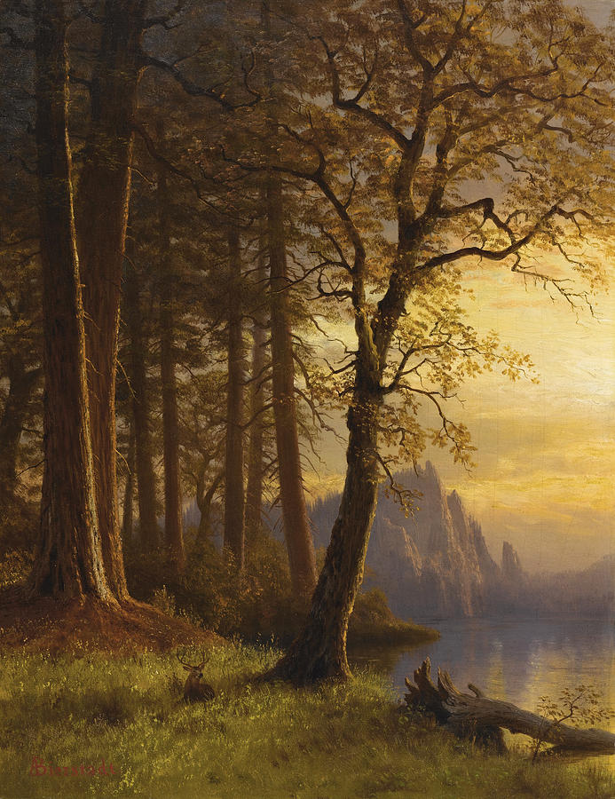 Sunset in California. Yosemite Painting by Albert Bierstadt