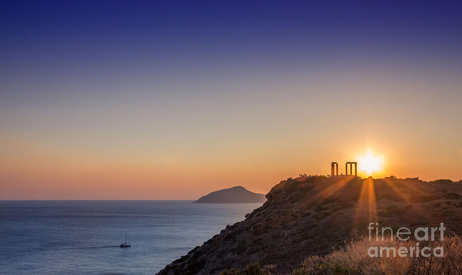 Sunset In Cape Sounion Photograph