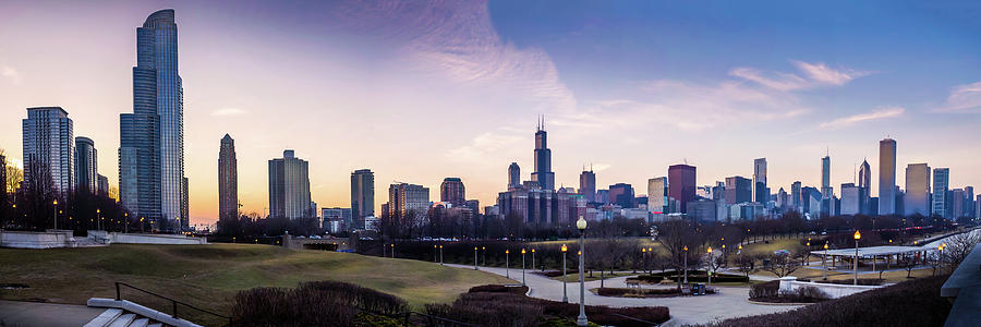 Chicago Photograph - Sunset In Chicago by Geoff Eccles Chicago Photograph - Sunset In Chicago by Geoff Eccles