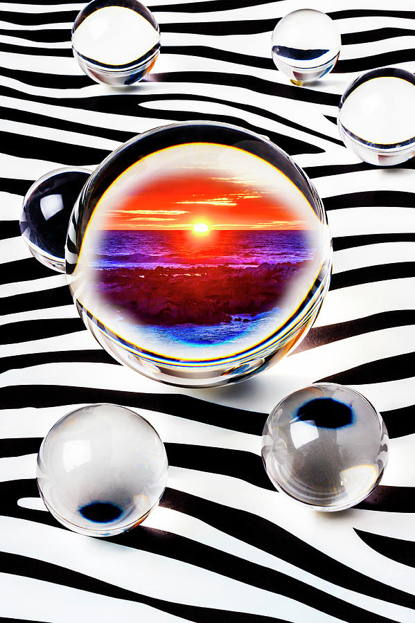 Sunset In Crystal Ball Photograph by Garry Gay
