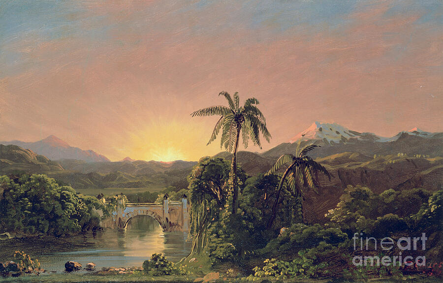 Sunset in Equador Painting by Frederic Edwin Church