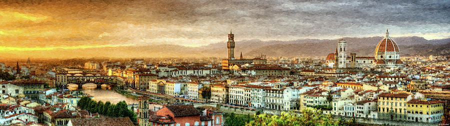 Sunset in Florence - Painting Digital Art by Weston Westmoreland